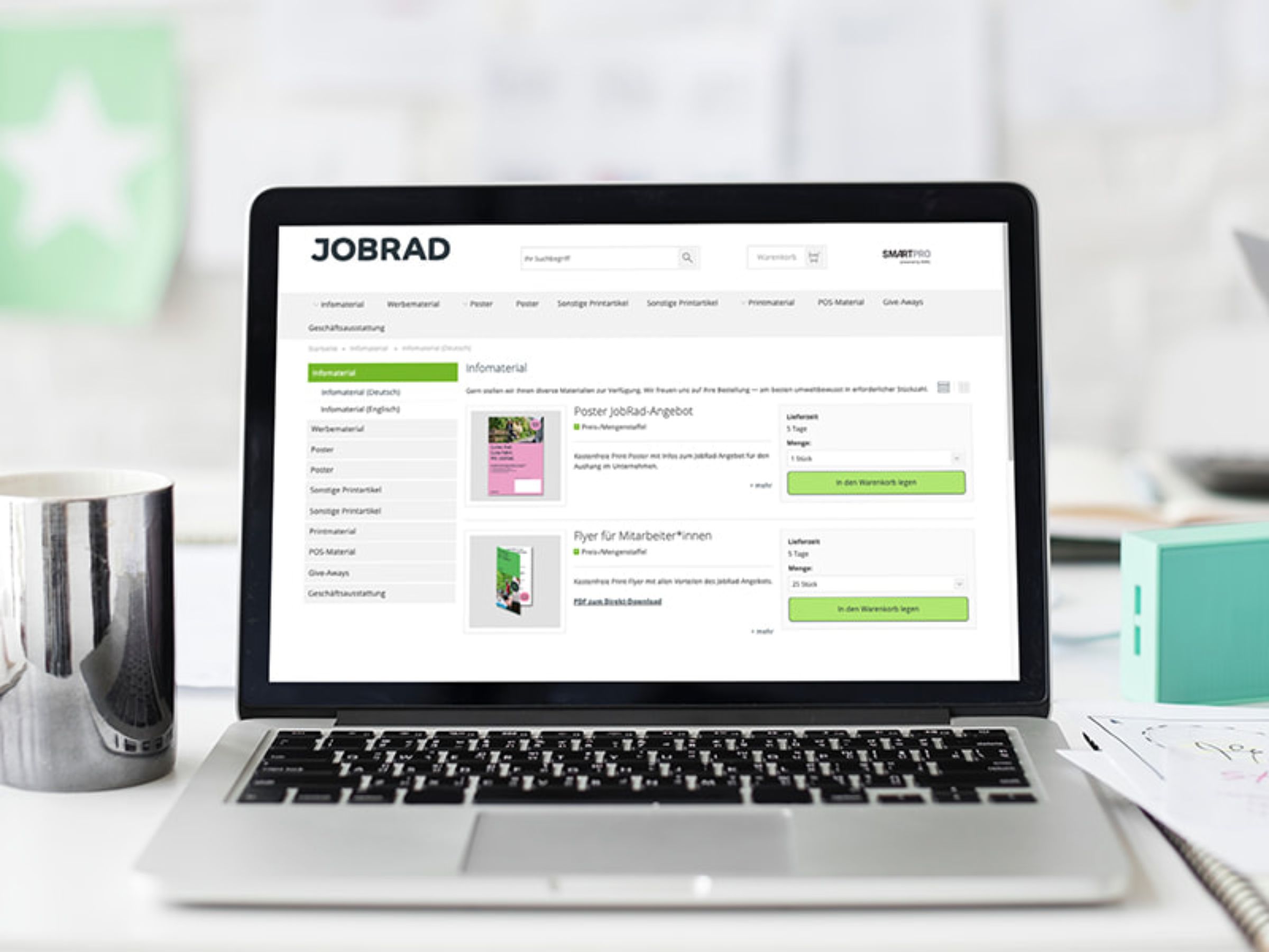 Der JobRad-Webshop auf dem Laptop